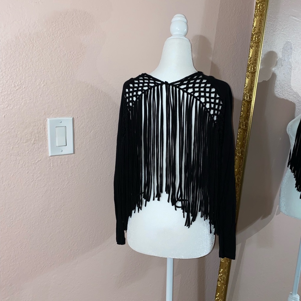 Black Fringe Cardigan